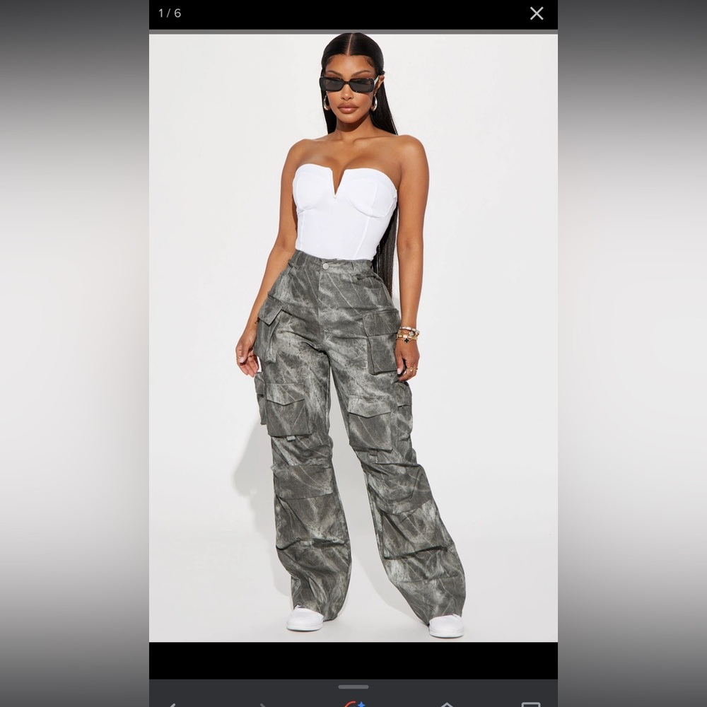 Fashion Nova Harvey Washed Faux Leather Cargo Pant